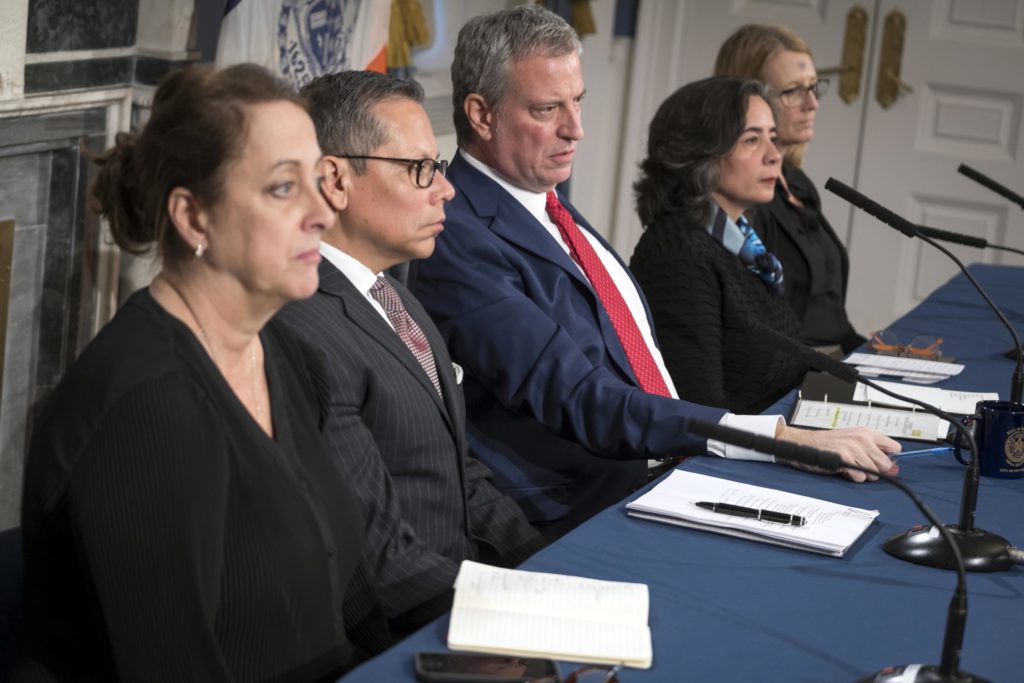 At a press conference on Feb. 26, Mayor Bill de Blasio said the coronavirus “is going to be with us a long time, and we have to work together.” Photo: Ed Reed/Mayoral Photography Office