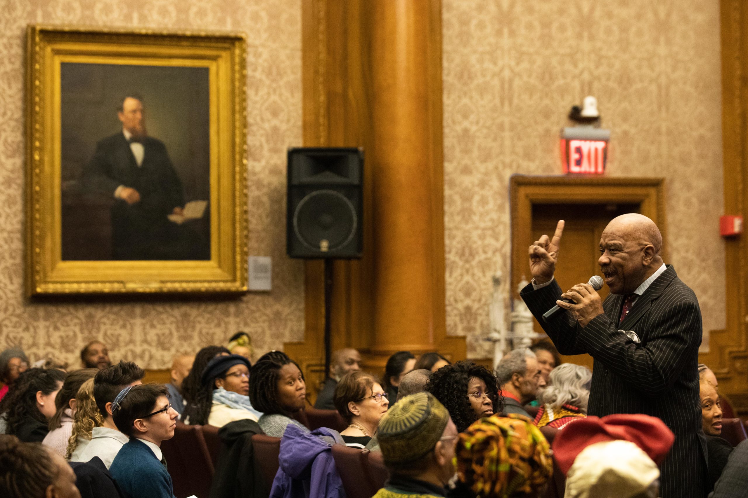 Dennis Rahiim Watson of the Black Men Against Gun Violence Task Force gave a motivational speech. Photo: Paul Frangipane/Brooklyn Eagle