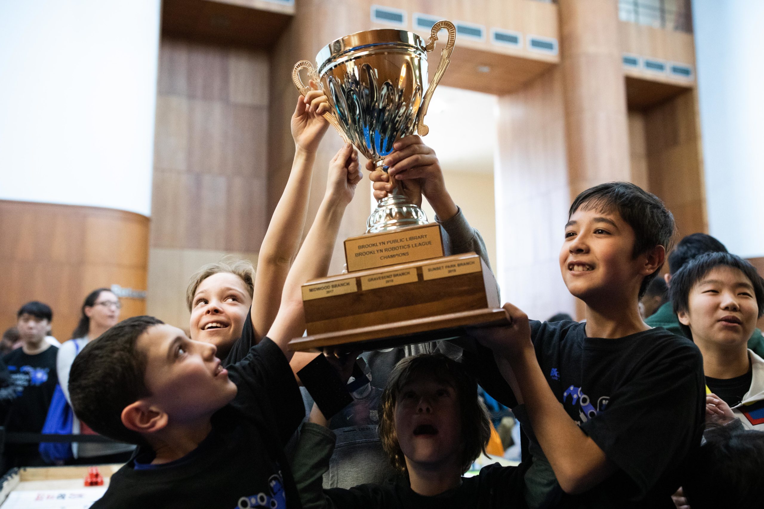 The Kings Bay team will get to display the winning trophy in their library throughout the year. Photo: Paul Frangipane/Brooklyn Eagle
