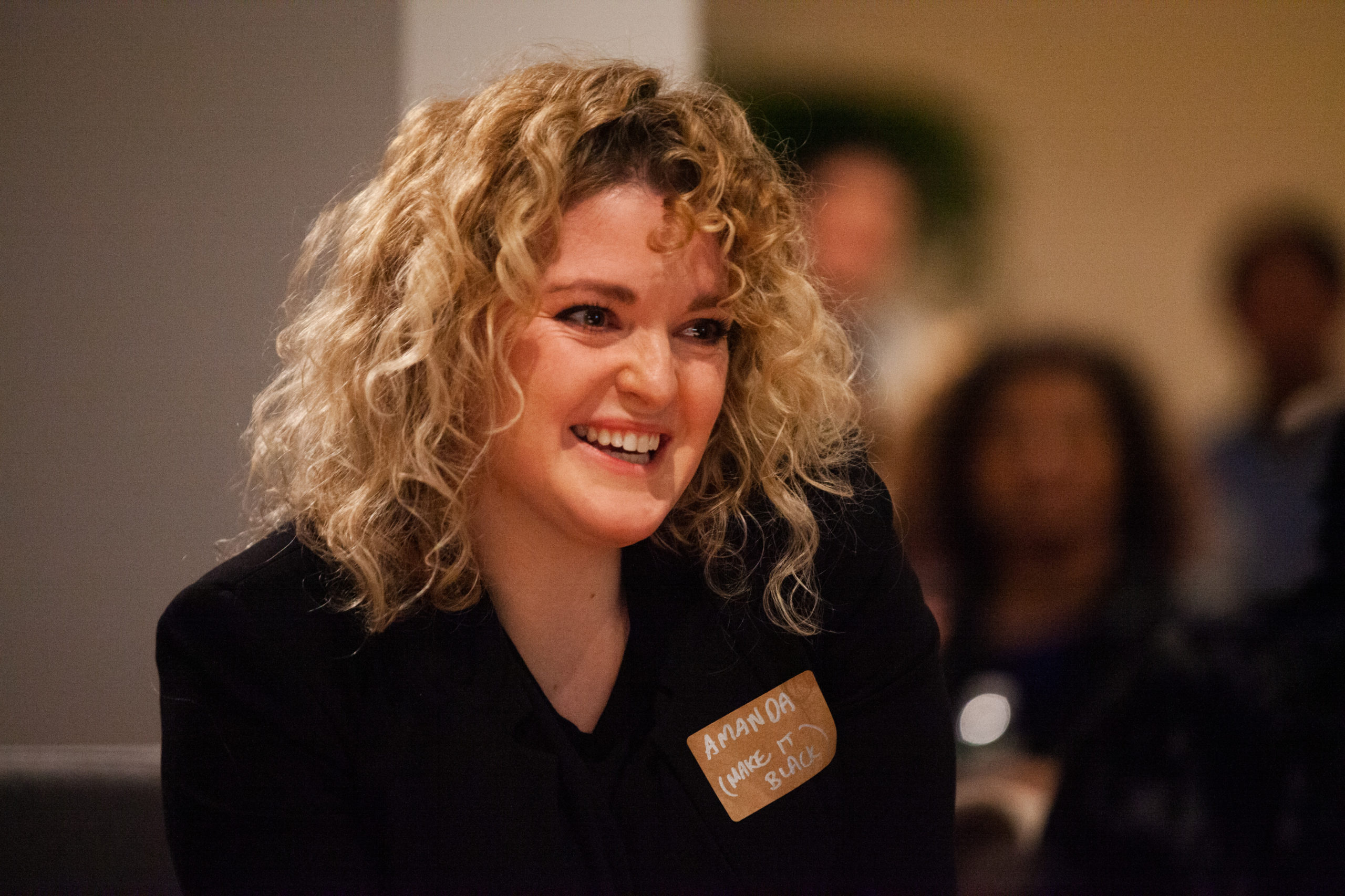 Amanda Grogan, founder of Make it Black, finds out she is the winner of the Make It in Brooklyn Female Founders pitch contest. Photo: Paul Frangipane/Brooklyn Eagle