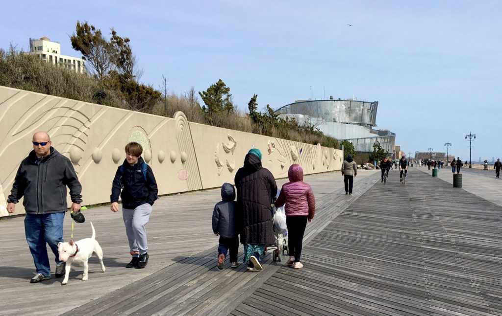 The Coney Island Boardwalk is a safe place to get fresh air and practice social distancing. Photo: Lore Croghan/Brooklyn Eagle