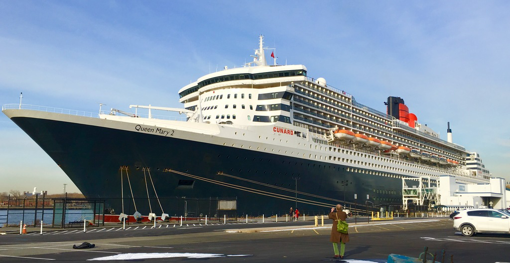 The Brooklyn Cruise Terminal has been chosen as the site for a temporary coronavirus field hospital by Gov. Andrew Cuomo. Shown: The Queen Mary 2 docked at the Cruise Terminal. File photo: Lore Croghan/Brooklyn Eagle