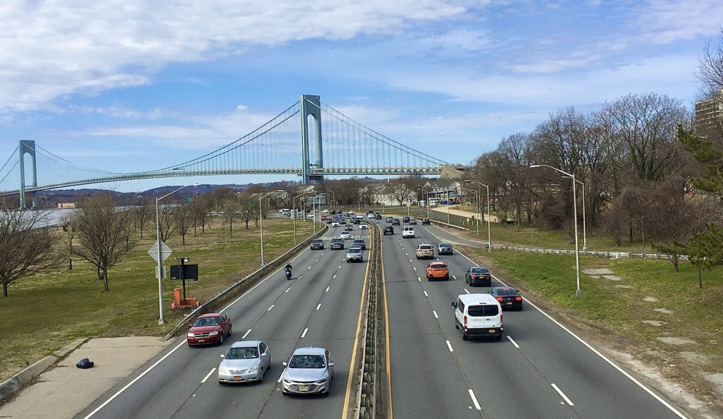 Here's the Belt Parkway, with a view of the Verrazzano-Narrows Bridge. Photo: Lore Croghan/Brooklyn Eagle