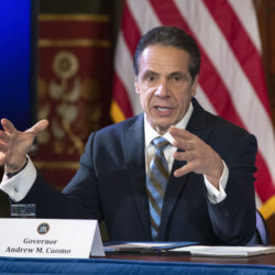 Gov. Andrew Cuomo signed coronavirus legislation in the Red Room at the State Capitol in Albany on Tuesday. Photo: Mike Groll/Office of Governor Andrew Cuomo