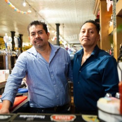 Owners of the Grand Canyon Restaurant, Cesar Rendon, left, and Victor Carreto, said business was normal at the Montague Street burger joint amid the coronavirus pandemic. Photo: Paul Frangipane/Brooklyn Eagle