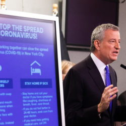Mayor Bill de Blasio held a press briefing at NYC Emergency Management headquarters on March 9, 2020 to give the latest updates on the novel coronavirus, COVID-19. Photo: Paul Frangipane/Brooklyn Eagle
