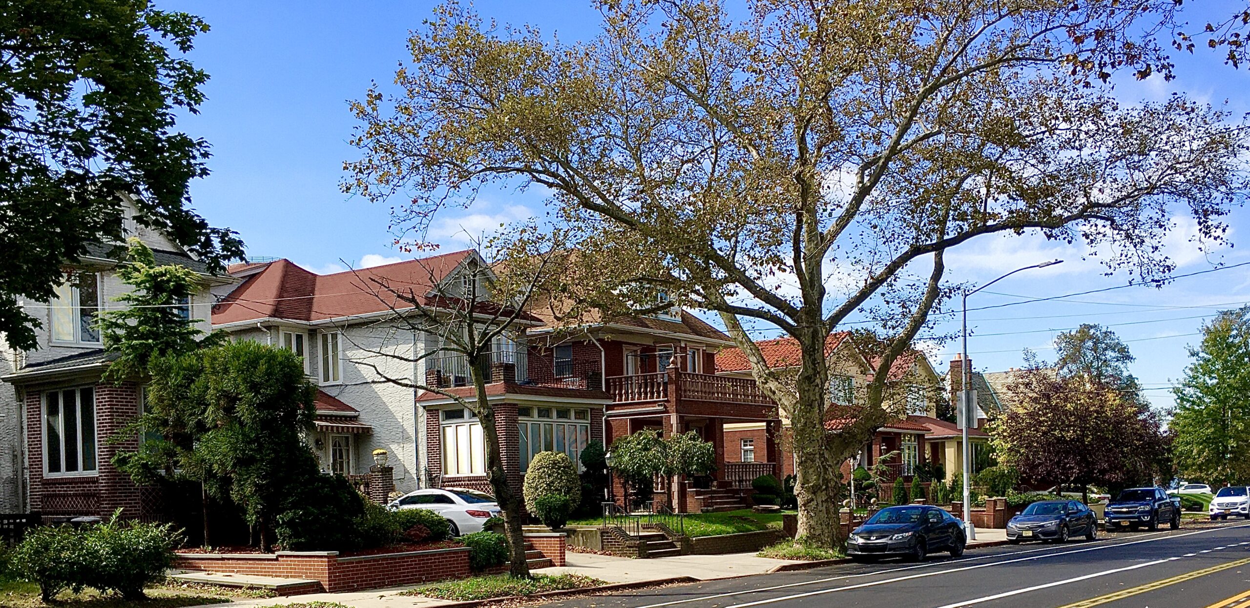 Suburban-style houses line the 86th Street block between Shore Road and Narrows Avenue. Eagle photo by Lore Croghan
