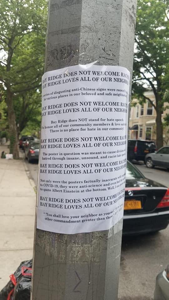 Anti-Chinese flyers posted in south Brooklyn
