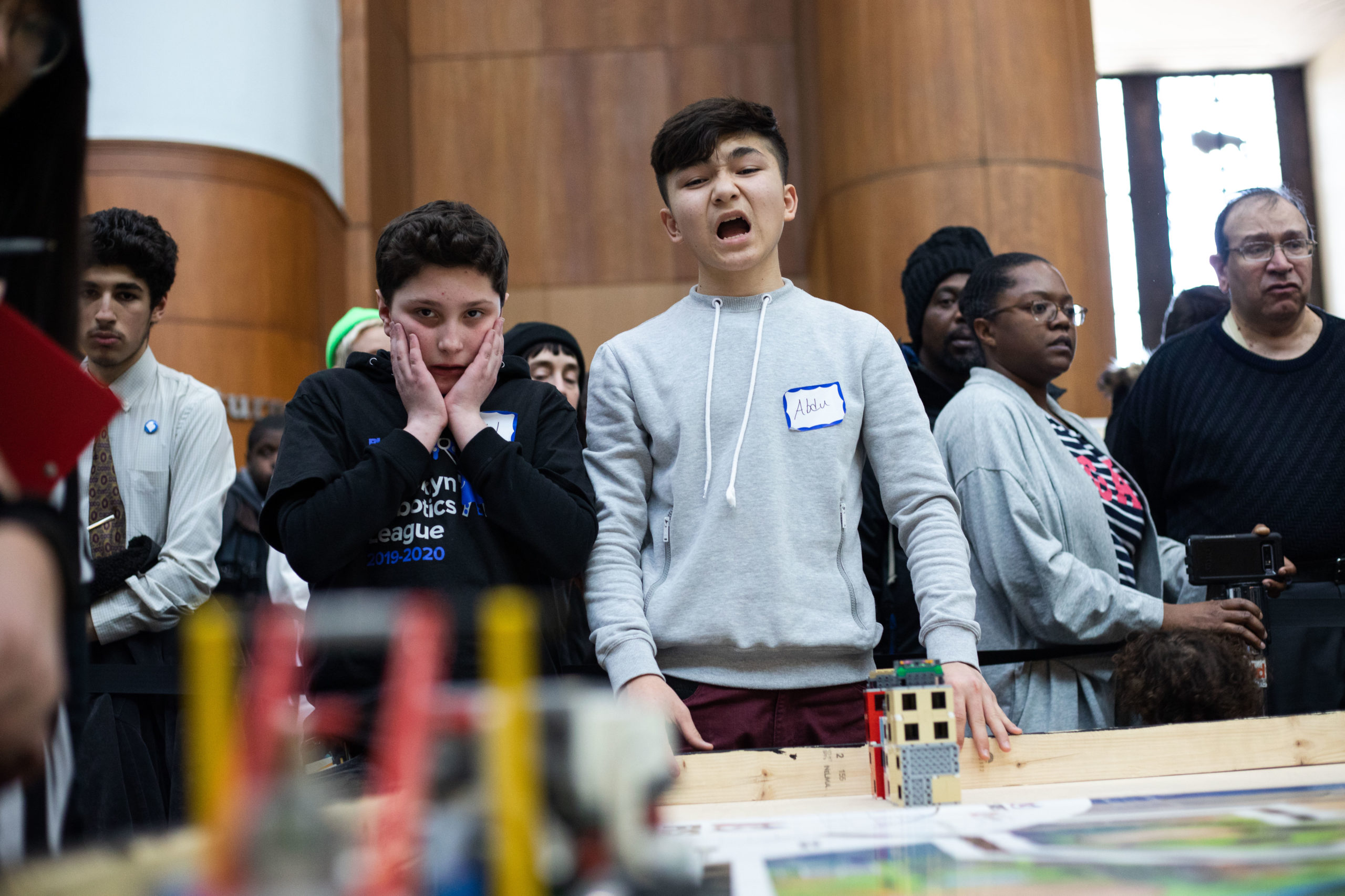 Tensions flared throughout the competition, as contest participants had no control of their robots after they started out on their missions. Photo: Paul Frangipane/Brooklyn Eagle