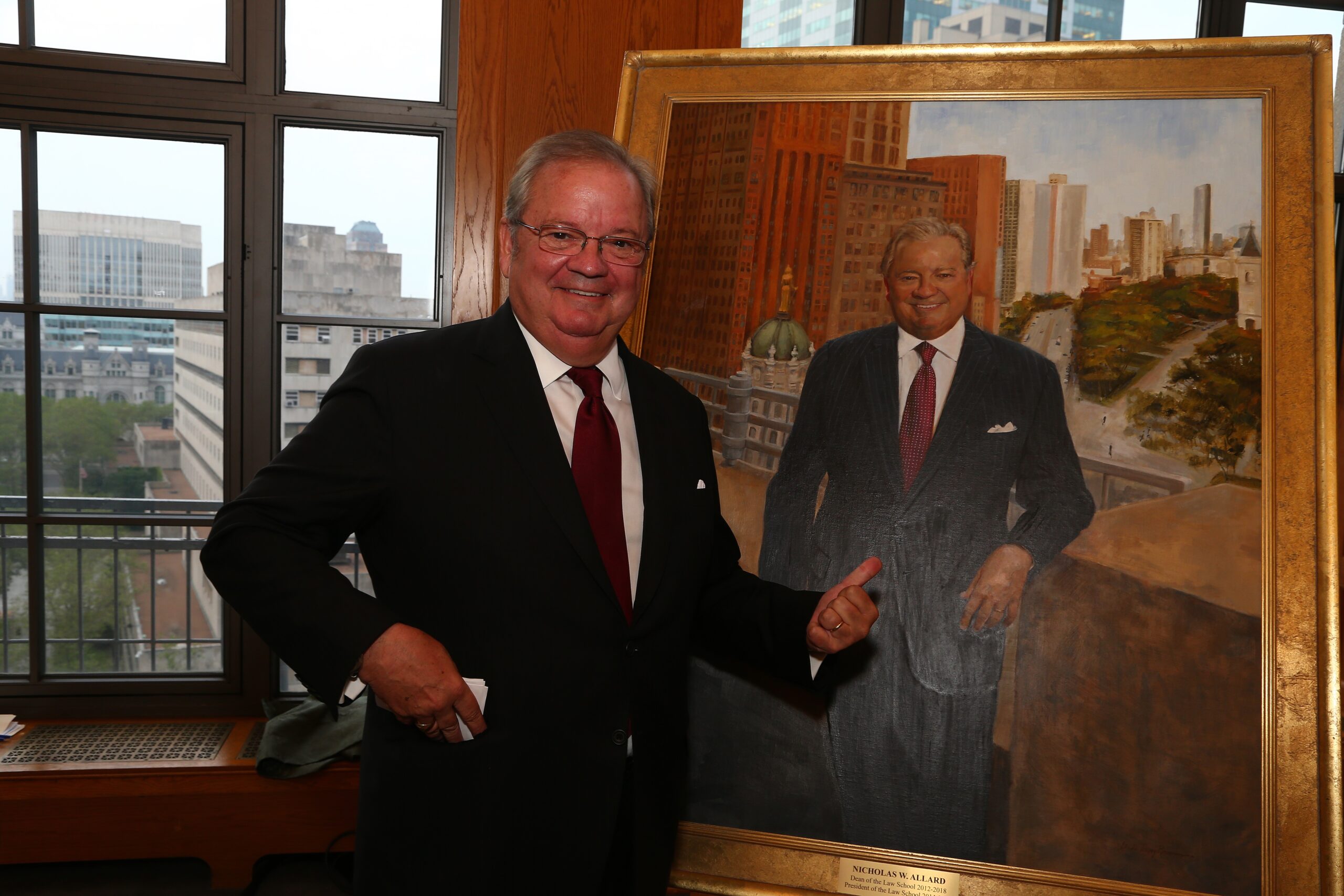 Nick Allard at his portrait hanging ceremony, commemorating his impactful tenure at Brooklyn Law School. Eagle file photo by Andy Katz
