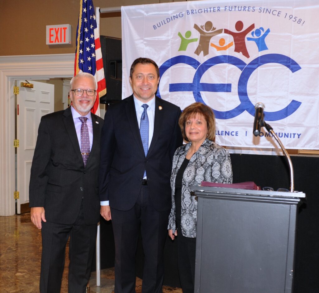 Joe Riley, executive director and CEO; Councilmember Ari Kagan; and Caroline Mansuetto, director of development.