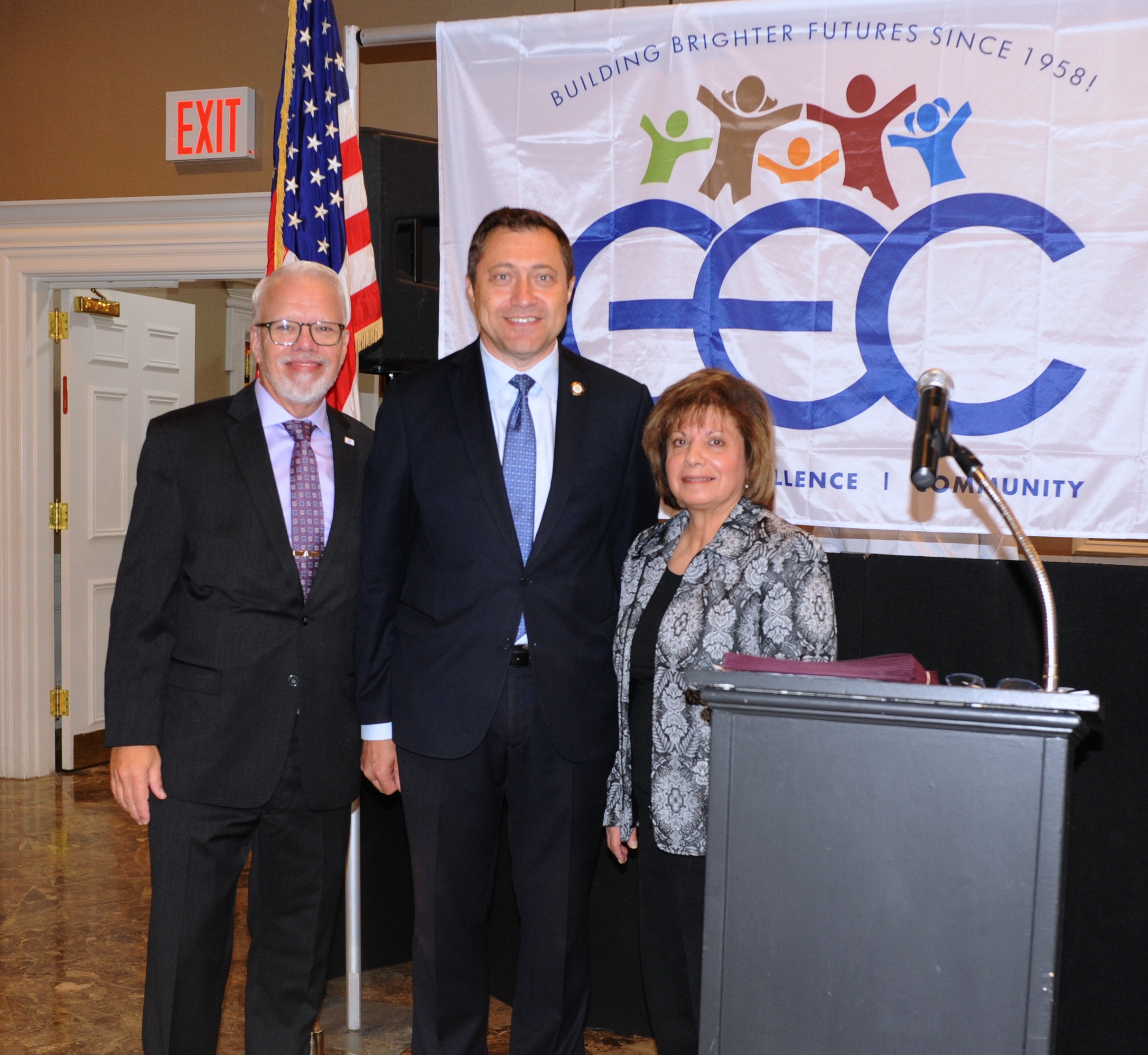 Joe Riley, executive director and CEO; Councilmember Ari Kagan; and Caroline Mansuetto, director of development.