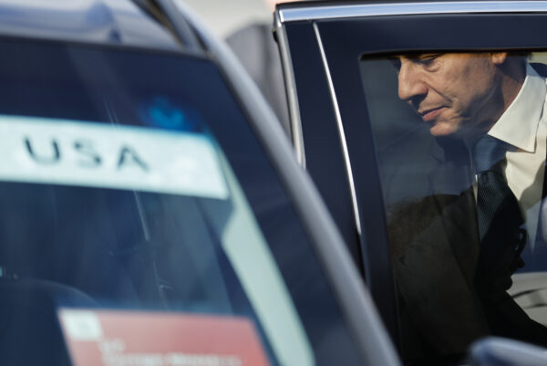 <strong>TOKYO — King of air miles, at G7 ministerial meetings:</strong> U.S. Secretary of State Antony Blinken gets into a vehicle as he arrives at Yokota Air Base ahead of G7 ministerial meetings in Tokyo, Japan, Tuesday, Nov. 7, 2023.<br>Photo: Jonathan Ernst/Pool Photo via AP