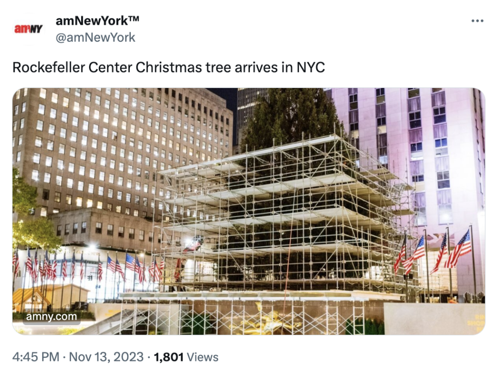 AMNY tweet about Christmas Tree