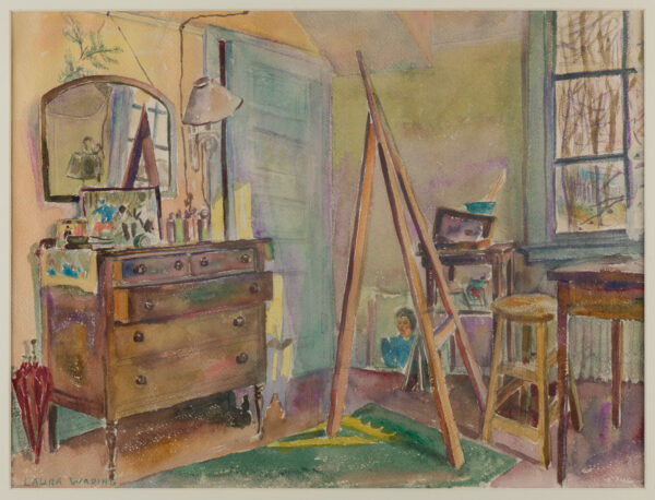 One of the new Brooklyn Museum acquisitions: Corner of Laura Wheeler Waring’s Studio, Cheyney, PA (circa 1940), by Laura Wheeler Waring, Gift of Charlynn and Warren Goins. <br />Photo courtesy of The Brooklyn Museum