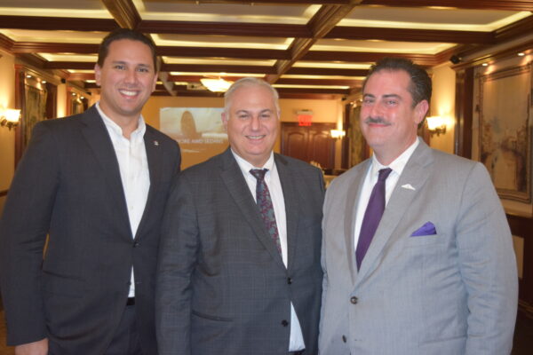 Michael Arianas, Dean Delianites and Jimmy Lathrop at the Bay Ridge Lawyers Association's Continuing Legal Education session on landlord and tenant court proceedings, held at Mama Rao's in Dyker Heights.