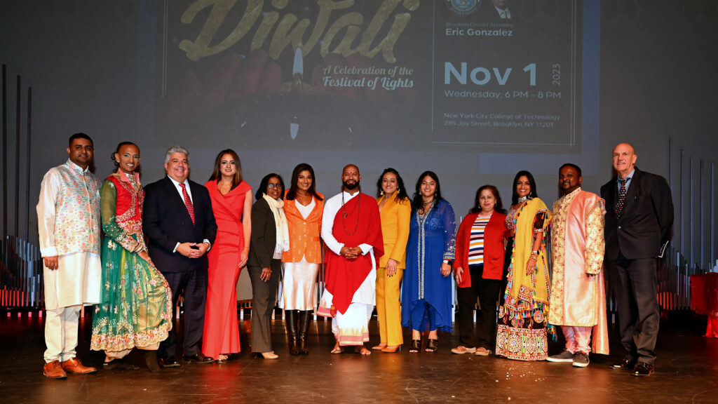 United in Celebration: Brooklyn DA Eric Gonzalez (third from left) stands with fellow organizers at the inaugural Diwali event.Photos courtesy of Kings County DA’s Office