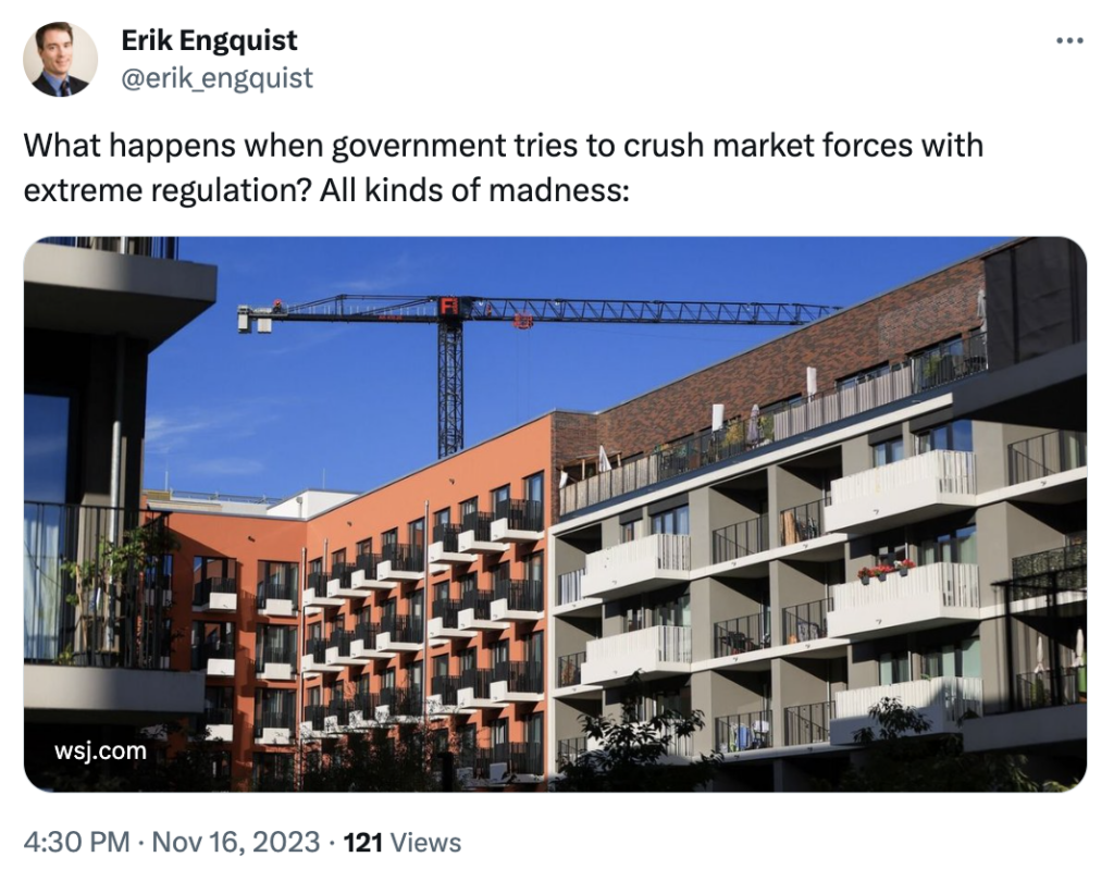 Erik Engquist tweet on extreme regulation
