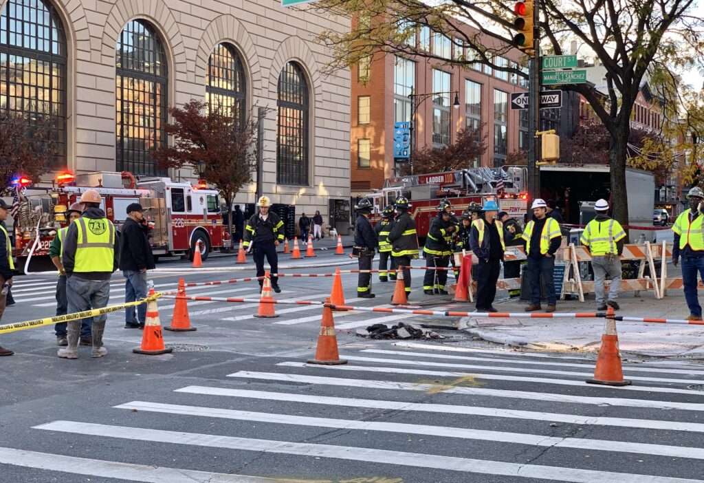 Firefighters on Atlantic Avenue