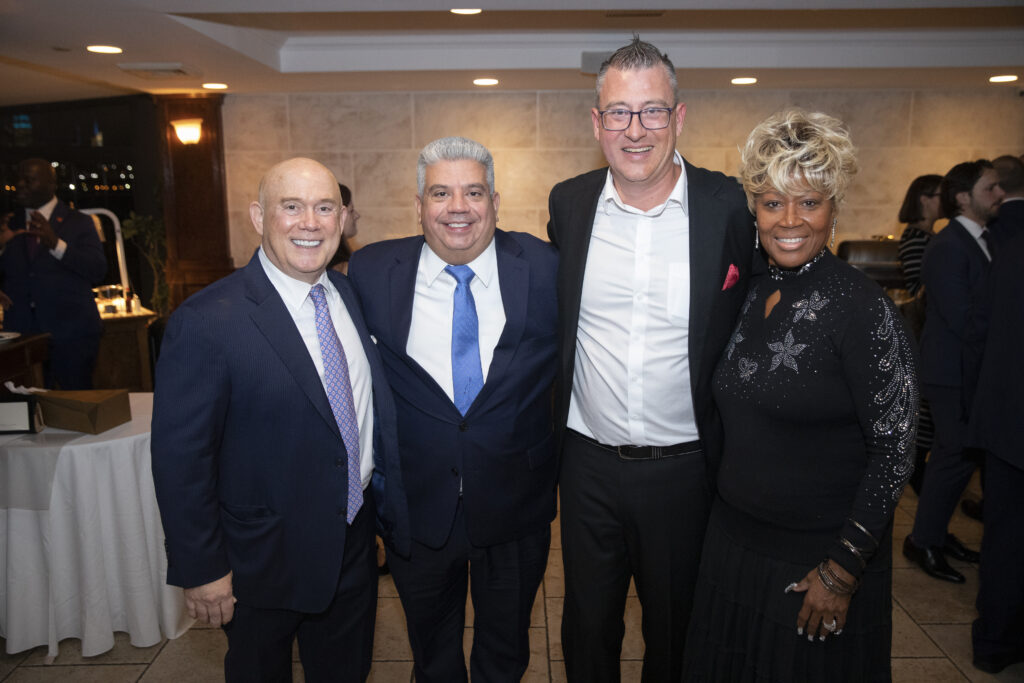 The Kings County Criminal Bar Association recently held its Annual Dinner at Giando on the Water in Williamsburg where it honored five including past president Jay Schwitzman (left) and Hon. Evelyn LaPorte (right). Pictured from left to right is Jay Schwitzman, District Attorney Eric Gonzalez, President Darran Winslow, and Hon. Evelyn LaPorte.Photos: John McCarten/Brooklyn Eagle