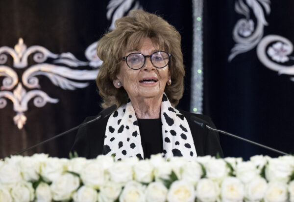 <b>MUNICH – Kristallnacht remembered:</b> Charlotte Knobloch, President of the Jewish Community of Munich and Upper Bavaria, takes part in a ceremony to mark the 20th anniversary of the main synagogue “Ohel Jakob” and commemorate the pogrom night in Munich, Germany, Thursday, Nov. 9, 2023. It was Nov. 9, 1938, or Kristallnacht — the “Night of Broken Glass” — when Nazis terrorized Jews throughout Germany and Austria. Now, on the 85th anniversary of Kristallnacht this week, Knobloch still remembers that night with horror and says it will be burned into her memory forever.<br>Photo: Sven Hoppe/AP