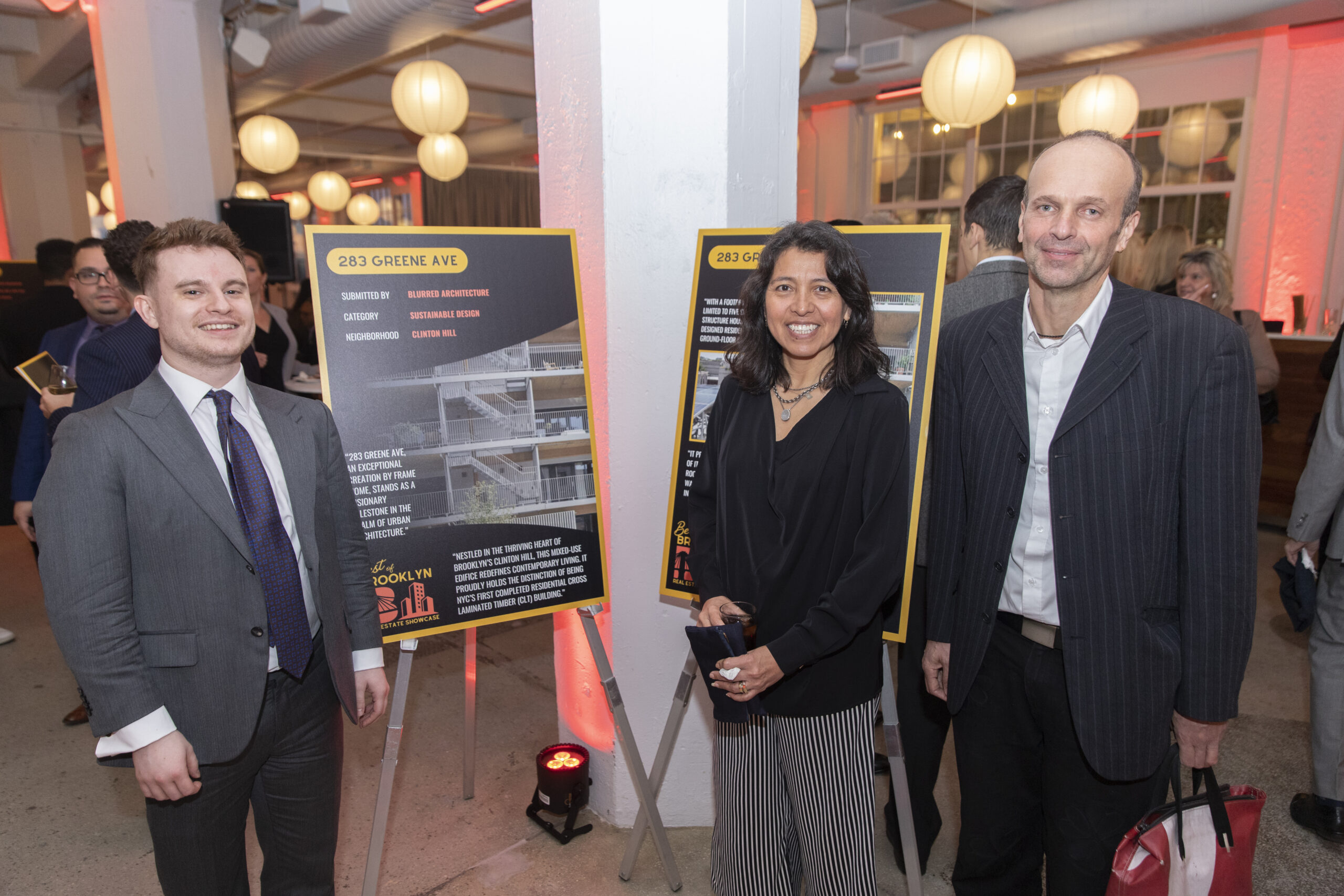 Paolo Hockenmaier, Sandra Arias and Werner Morath next to their Project at Best of Brooklyn Real Estate Showcase.