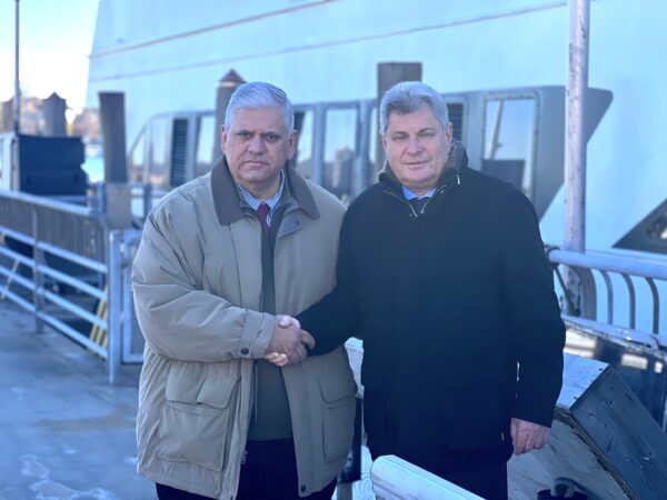 Richie Barsamian, chairman, Kings County Republican Party; and Alec Brook-Krasny, assemblyman, 46th District on Sheepshead Bay walking tour.