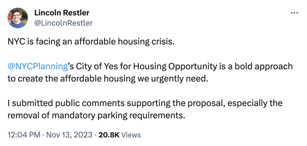 Restler Tweet on City of Yes