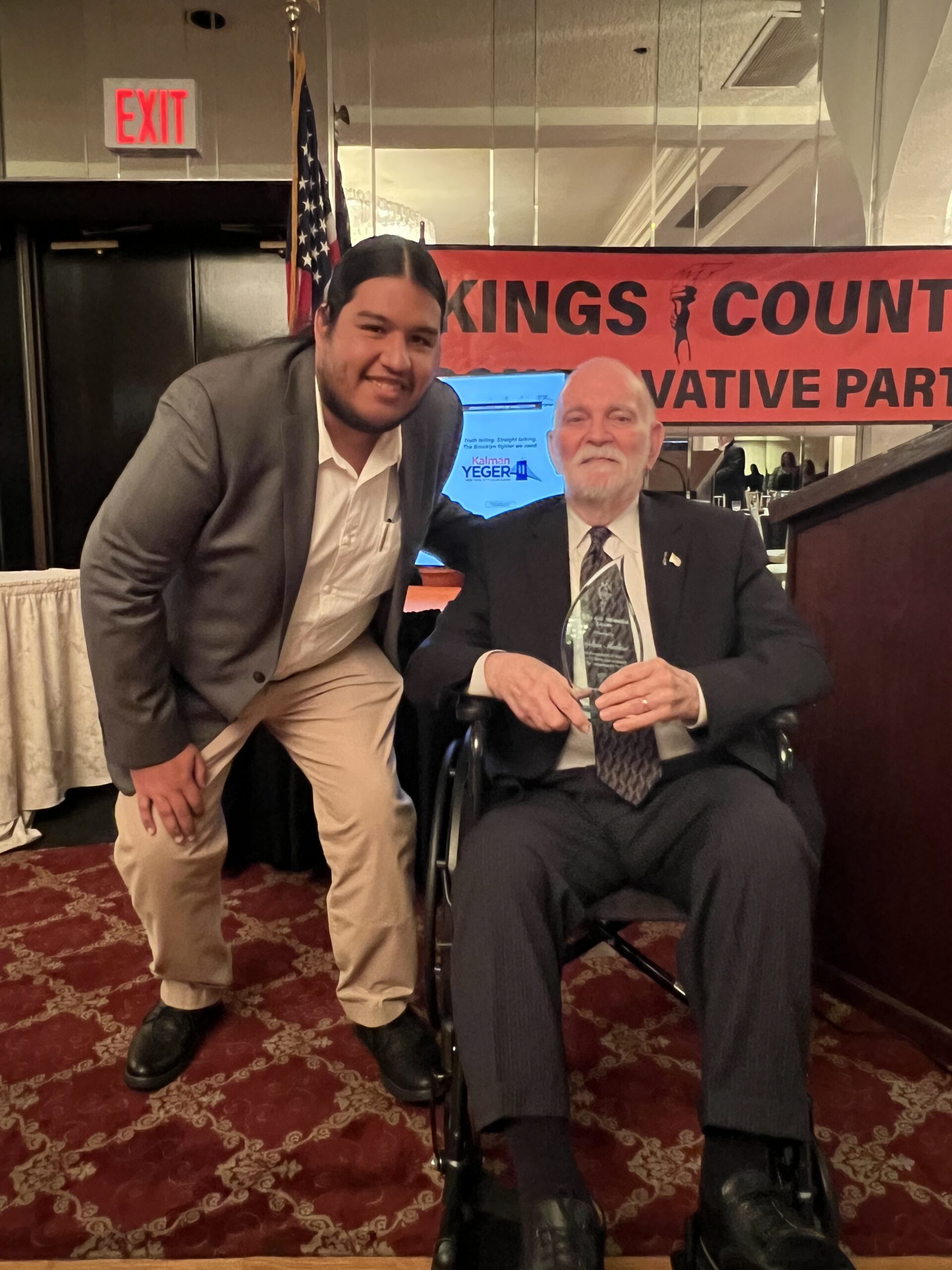 (From left) Isaiah Vega-Luna, council candidate for District 37; and former State Sen. Serphin Maltese at KCCP Annual Reception.