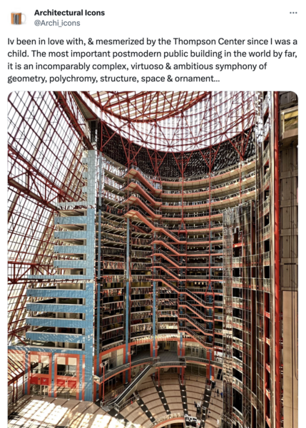 architectural icons tweet about thompson center