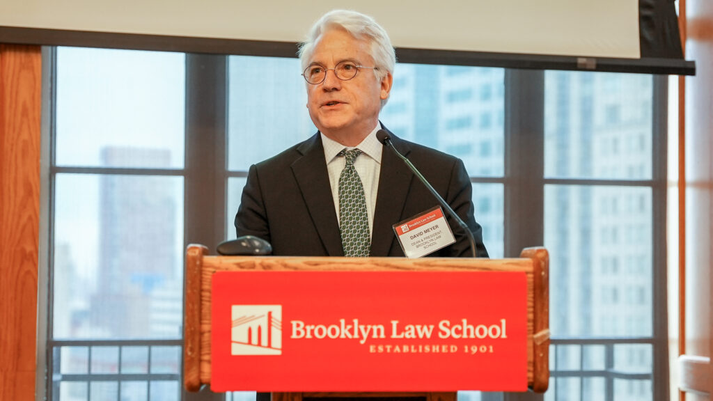 Dean and President David Meyer of Brooklyn Law School addressed the community on the school's commitment to combat anti-Semitism, Islamophobia, and other forms of hate, reinforcing the importance of a safe and inclusive environment for all students.Photo courtesy of Brooklyn Law School