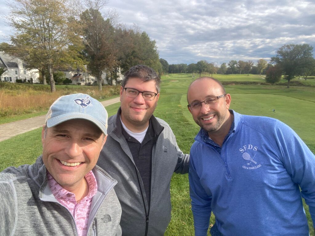 From left to right: Michael Cibella, past president of the Kings County Criminal Bar Association; Bill Neri; and Adam Kalish, president of the Bay Ridge Lawyers Association, were golfing at Battleground Country Club in New Jersey to support scholarships for Catholic education at the Cathedral Club of Brooklyn's annual golf outing. Photo: Bill Neri