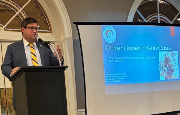 William Neri delivered his lecture on "Current Issues in Gun Cases: From Constitutionality to Evidentiary Concerns in New York State” to the members of the Columbian Lawyers Association at their latest meeting.