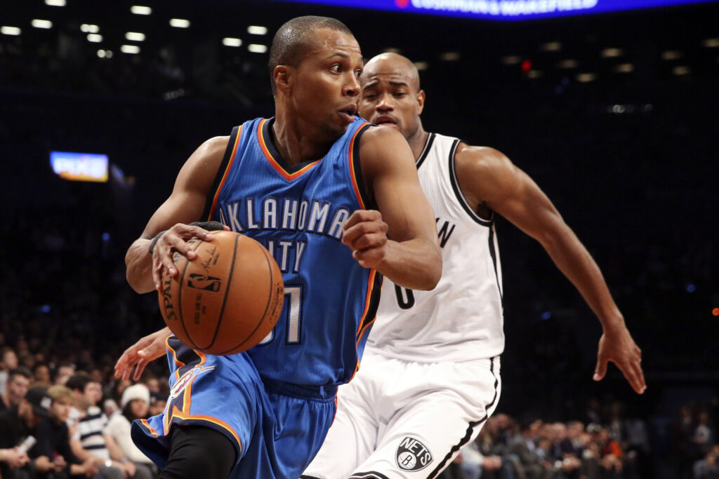 Sebastian Telfair, once a rising star from Coney Island, was sentenced to three-and-a-half in prison for a gun charge stemming from a 2017 arrest. However, the NYS Court of Appeals ordered a new trial on Tuesday. Here, he is seen playing for Oklahoma City in 2014.Photo: John Minchillo/AP