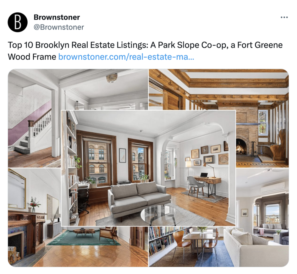 Brownstoner tweet about real estate listing.