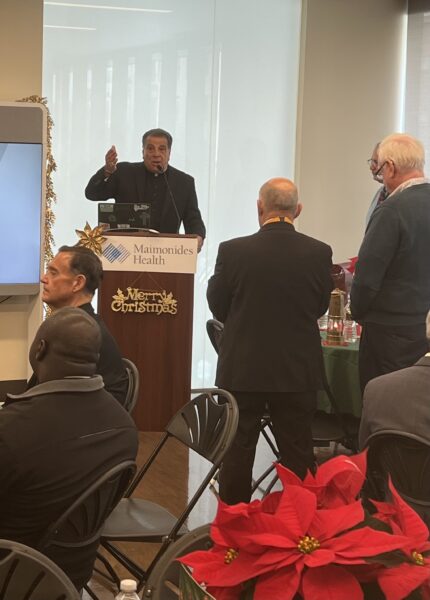 Msgr. David Cassato, Maimonides trustee, and vicar for education, diocese of Brooklyn, addressing the crowd. 