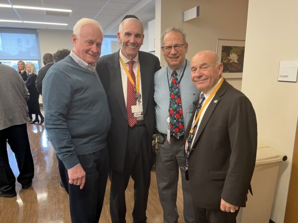 From left: former State Sen. Marty Golden; Douglas Jablon, special assistant to the president at Maimonides; John DeLosa, vice president, Long and DeLosa Construction; Brian Long, founder, Celebration of Light.