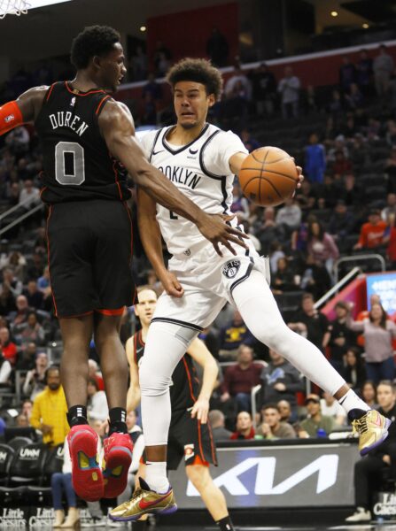 Cam Johnson and the Nets squeezed past the Pistons Wednesday, handing Detroit its record-setting 27th straight loss. 