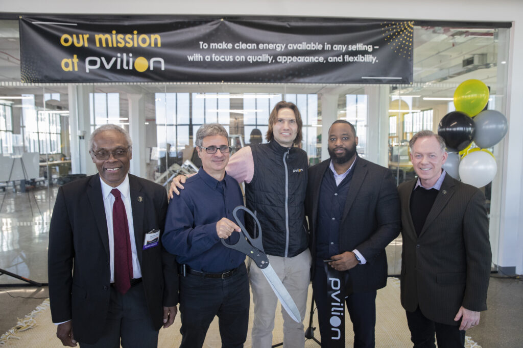 Ken Marable, Robert Lerner, Colin Touhey, Luc Saint-Preux and Randy Peers at Pvilion ribbon cutting.