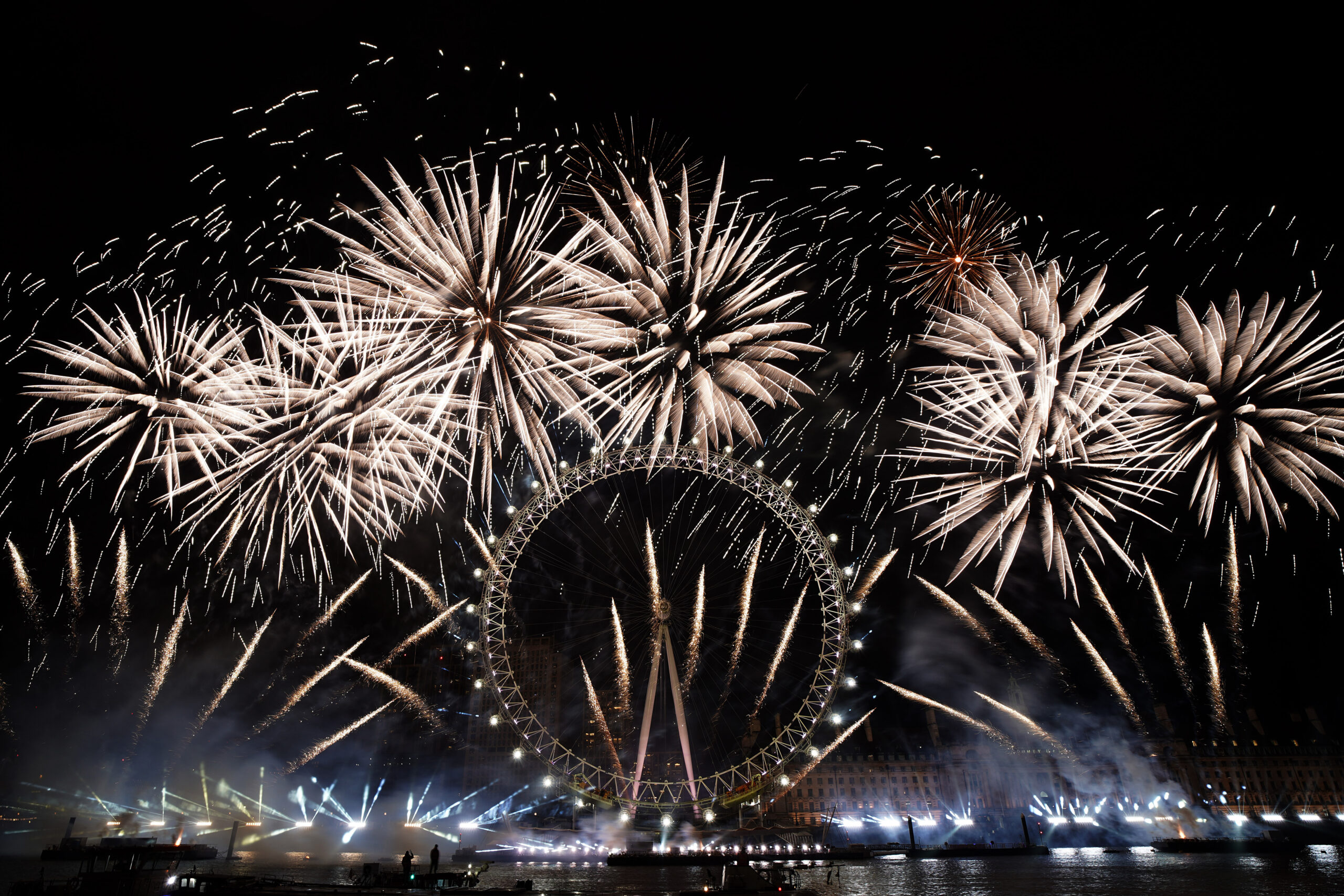 LONDON — Appropriate imagery for the far-reaching British Empire: Fireworks light up the sky over the London Eye in central London to celebrate the New Year on Monday, Jan. 1, 2024.Photo: Alberto Pezzali/AP