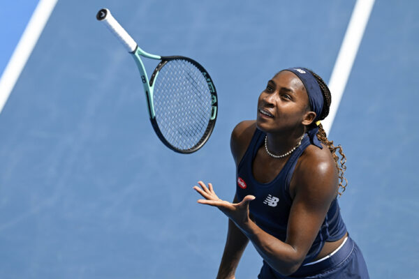 <b>AUCKLAND — She never flips out, but she will flip her racket:</b> Coco Gauff of the United States throws her racket in the air during her semifinal match against compatriot Emma Navarro at the ASB Tennis Classic in Auckland, New Zealand, Saturday, Jan. 6, 2024.<br>Photo: Andrew Cornaga/Photosport via AP