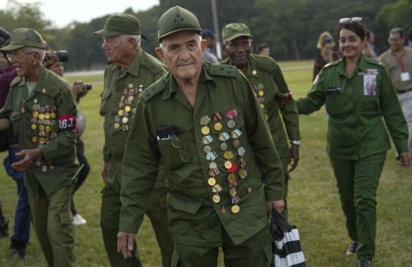 HAVANA — Remembering the revolution: Veterans of the 1959 Cuban Revolution attend a ceremony on the 65th anniversary of the arrival of Fidel Castro to the capital as head of the rebel Army in Havana, Cuba, Monday, Jan. 8, 2024.Photo: Ramon Espinosa/AP