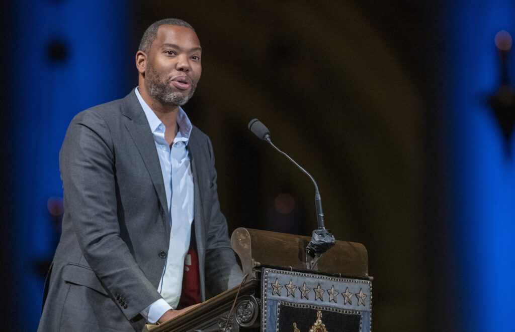 Author Ta-Nehisi Coates speaks during the Celebration of the Life of Toni Morrison, Nov. 21, 2019, in New York. Coates is teaming up with two nonprofits to launch a new fund that will make awards to champions of sexual violence prevention.Photo: Mary Altaffer/AP