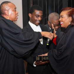 Justice Sharon Bourne-Clarke taking the oath of office, administered by Hon. Wavny Toussaint, during her induction ceremony into the New York Supreme Court.Photos: Solwazi Afi Olusola courtesy of Justice Borne-Clarke
