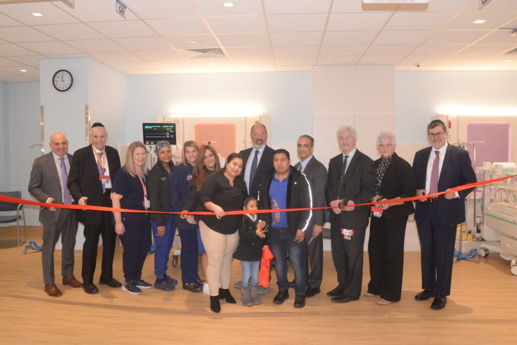 Maimonides staff and former NICU patient Alba Lopez Guitierrez (center) preparing to cut the ribbon commemorating the expansion of its NICU facility.Photos: Arthur De Gaeta/Brooklyn Eagle