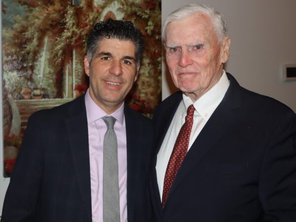 Past president Dominic Famulari, pictured here with retired Justice John Ingram, will talk about the complexities of serving as a referee in foreclosure proceedings.