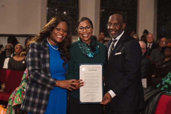 Assemblymember Rodneyse Bichotte Hermelyn bestows a citation upon Judge Lola Waterman, recognizing her achievements and contributions to the legal community.