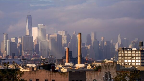 The Manhattan skyline as seen from Sunset Park, Wednesday, Oct. 26.<br>Photo: Julia Nikhinson/AP