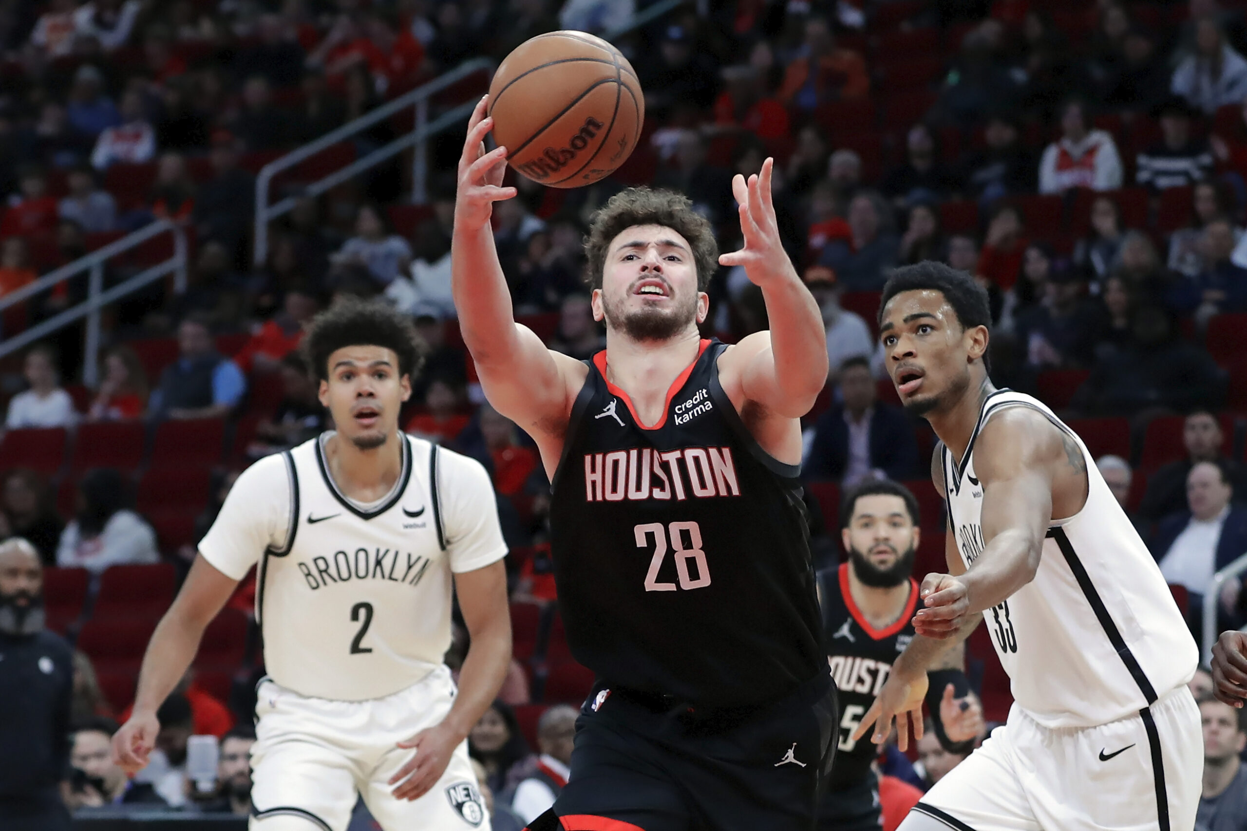 Turkish center Alperin Sengun and the Rockets were too much to handle for the Nets as they closed a 0-4 road trip with their fifth straight loss.Photo: Michael Wyke/AP