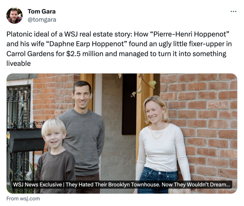 Tom Gara tweet about WSJ story